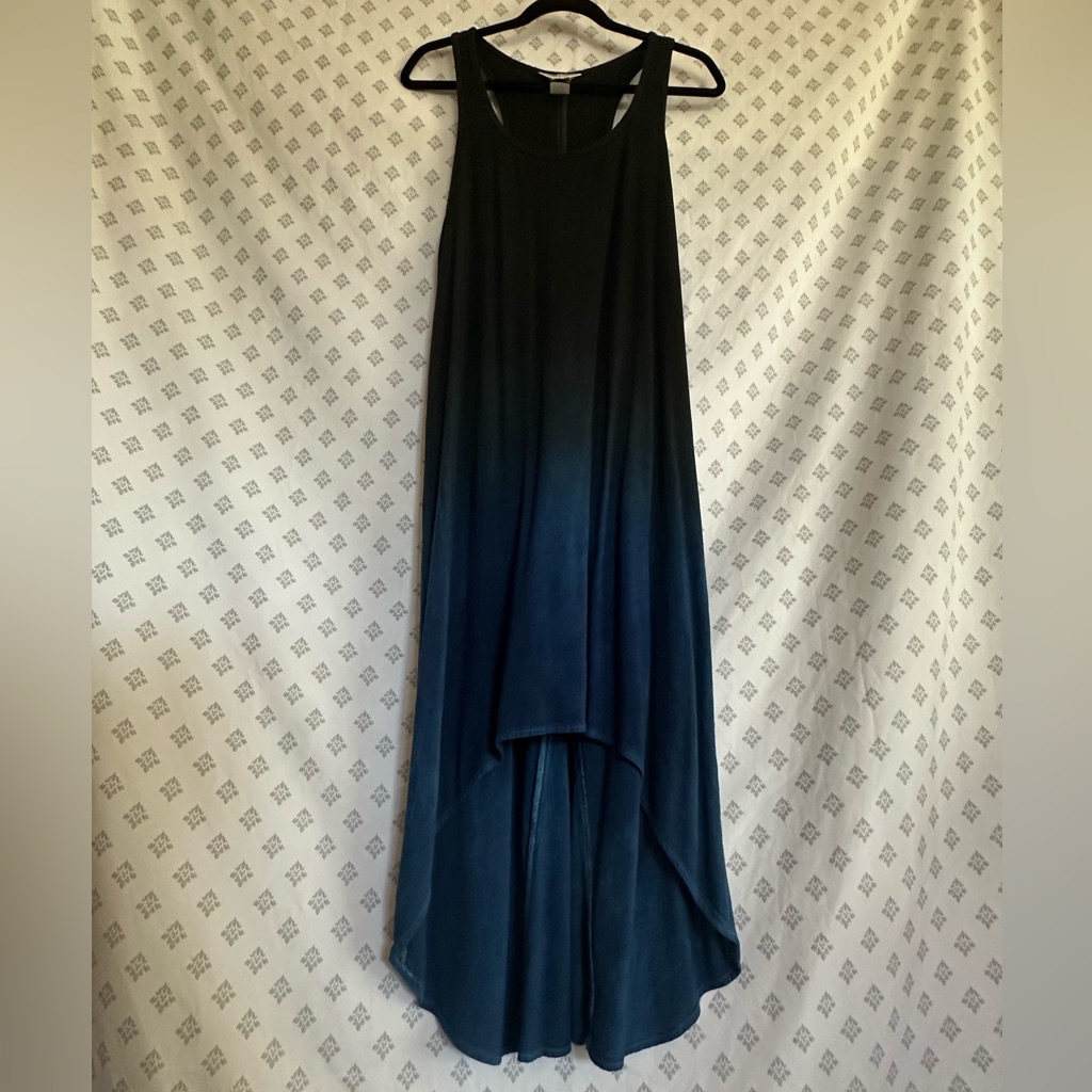Hard Tail Ombr Black And Blue Tank Hi-Lo Dress